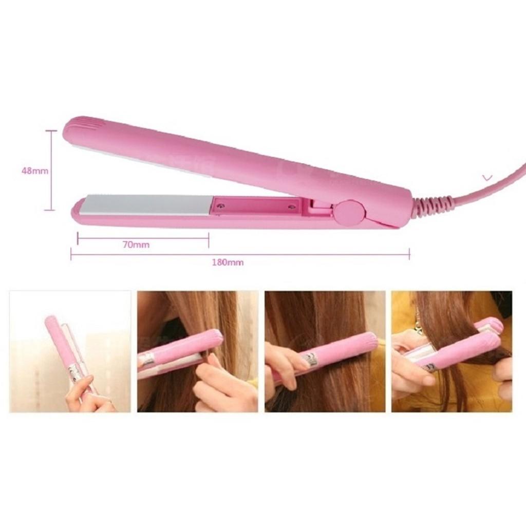 [Màu ngẫu nhiên] Máy uốn, duỗi tóc Mini 2in1 tạo kiểu nhỏ gọn có hộp đựng xinh xắn