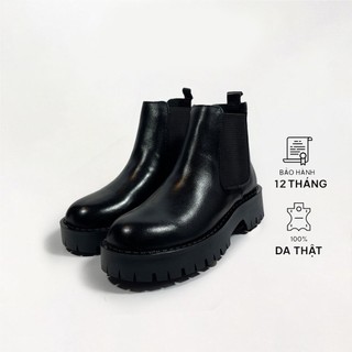 Giày Chelsea Boots Nam Cao Cấp, Chất Liệu Da Bò, Đế Cao Su Đúc Nguyên Khối, Tăng Chiều Cao 3-5cm
