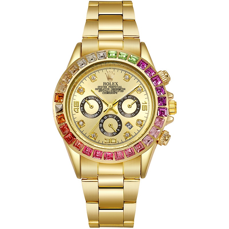 Đồng Hồ Nam Hiển Thị Ngày Chống Thấm Nước Đính Đá Pha Lê Thời Trang 2023