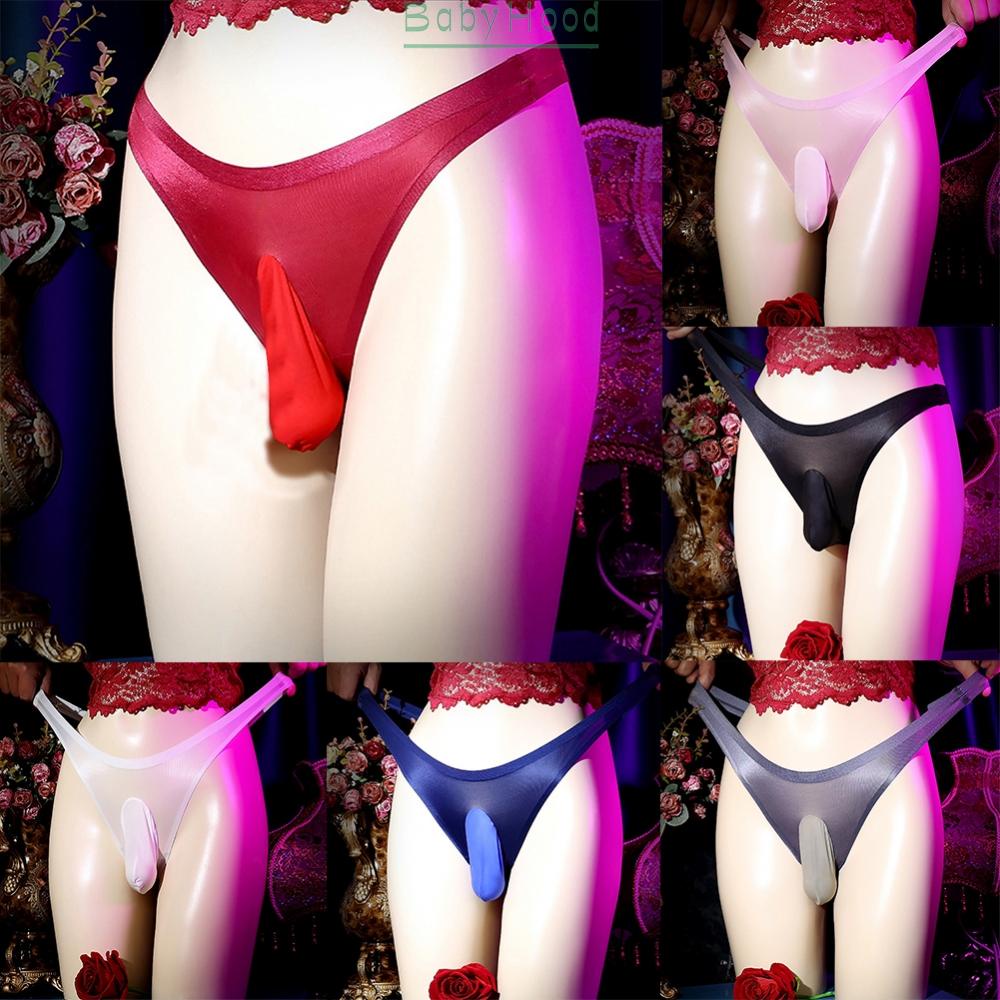 Men Ice Silk Sexy Sissy Pouch Panties Sheer G-String Underwear Lingerie Thongs hot sale#BBHOOD