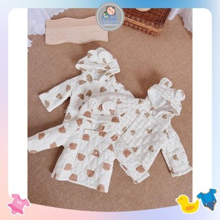 Áo khoác mũ gấu Bunny xô trần bông cho bé