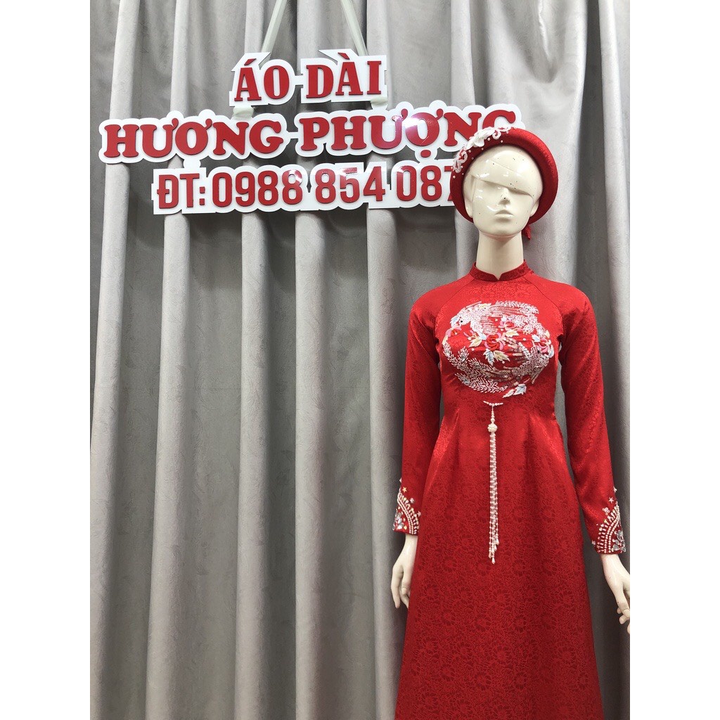 ÁO DÀI GẤM TƠ THÊU TAY THỦ CÔNG