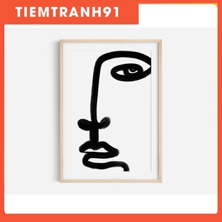 Tranh treo tường | Tranh nghệ thuật trừu tượng - Abstract Face Print, Black Art, Line Drawing, Scandinavian Wall Art