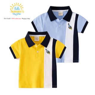 Áo Polo thêu họa tiết đáng yêu cho bé trai WAPYPY áo thun có cổ cho bé mẫu mới 2025
