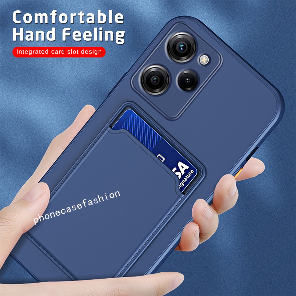 Ốp Điện Thoại Silicone Mềm Màu Trơn Có Ngăn Đựng Thẻ Thời Trang Cho Xiaomi Redmi Note 12 Pro Plus 5G 2023
