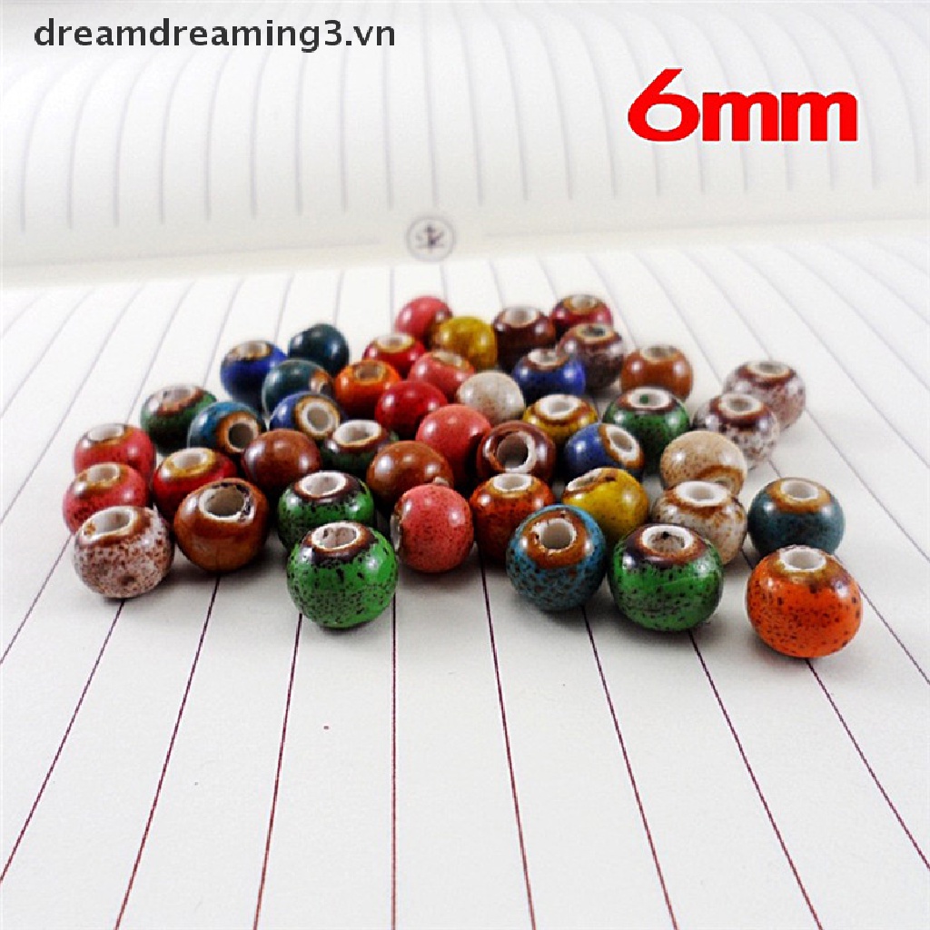 Set 50 Hạt Gốm Tráng Men 6mm Dùng Làm Trang Sức DIY