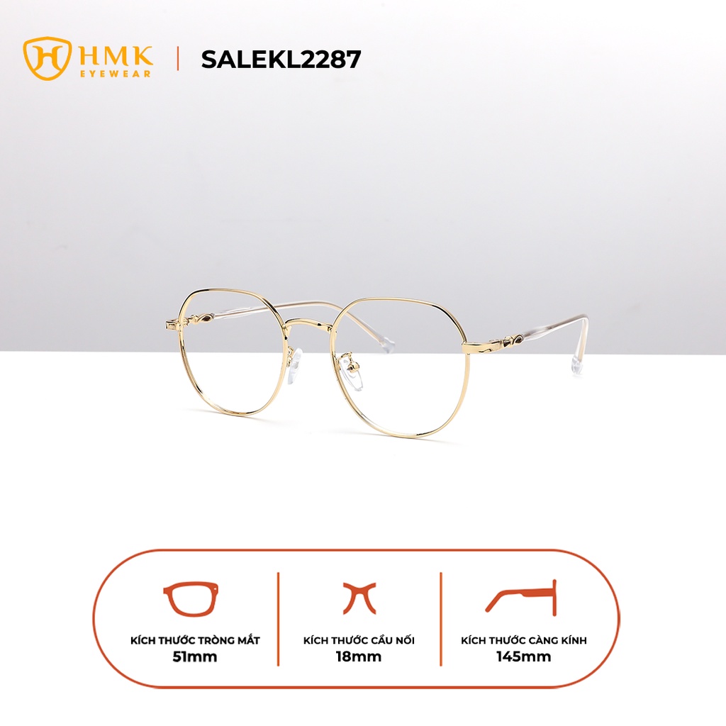 GỌNG KÍNH KIM LOẠI HMK NAM NỮ PHONG CÁCH TRẺ TRUNG DÁNG ĐA GIÁC - KL2287