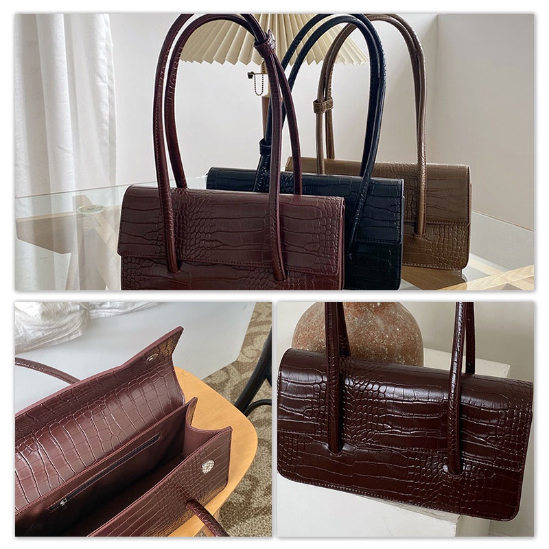 Mischa Túi Đeo Vai Hình Vuông Cỡ Nhỏ Vân Da Cá Sấu Màu Trơn Dễ Phối Đồ Thời Trang Cho Nữ