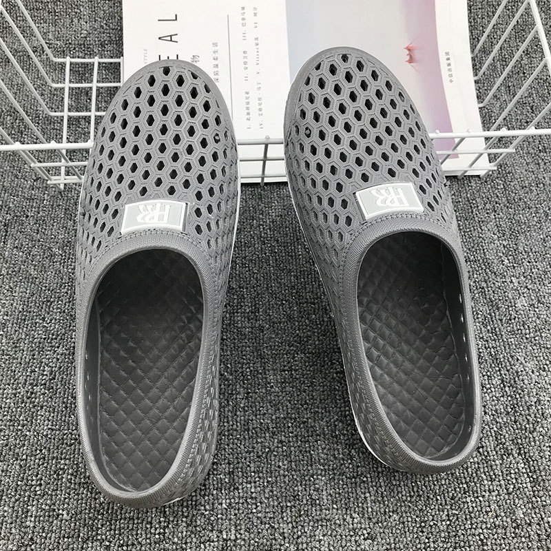 Giày Bốt Đi Mưa Bằng pvc Đục Lỗ Thoáng Khí Thời Trang Mùa Hè Cho Nam