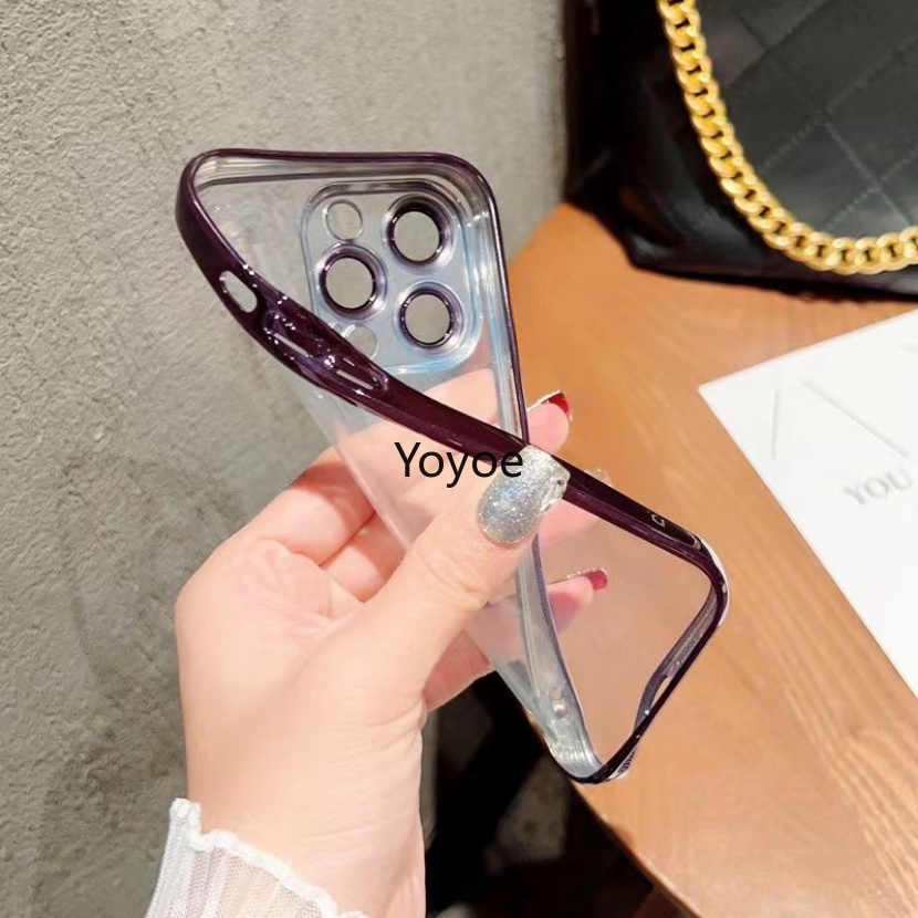 Ốp Điện Thoại gel silica Mềm Trong Suốt Mạ Điện Chống Sốc Thời Trang Đơn Giản Cho iPhone 14 13 12 11 Pro Max Plus