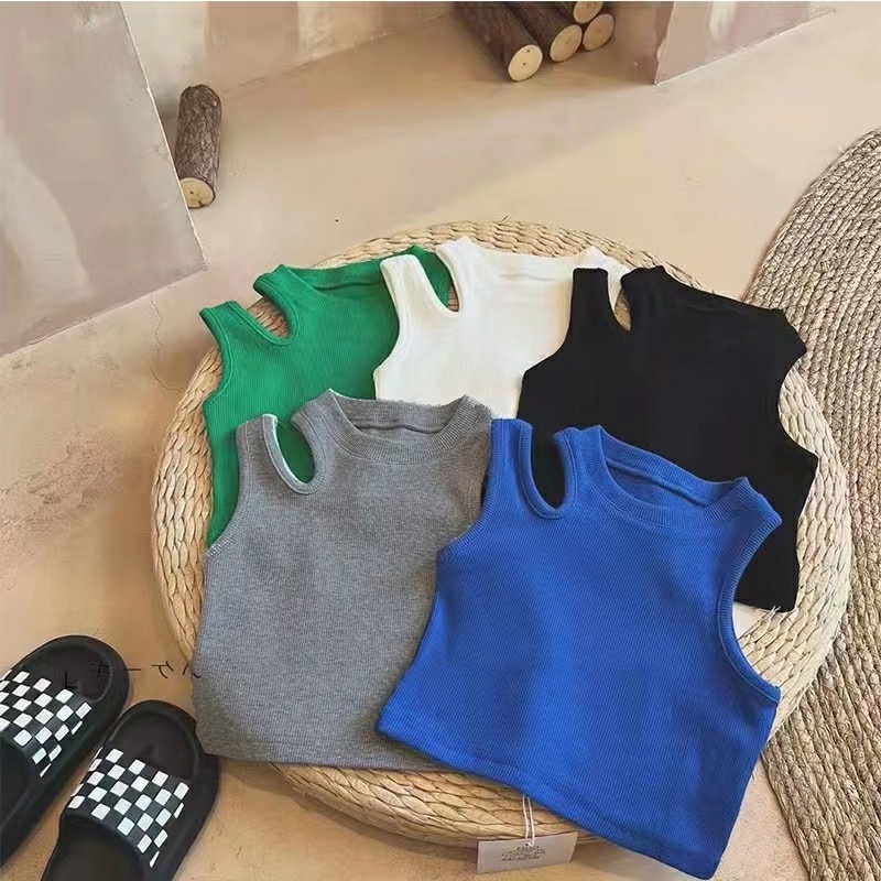 Áo Croptop Bé Gái Kiểu Xẻ Vai Dáng Năng Động Vải Zip Cao Cấp, Dễ Phối Đồ - BabyBoo