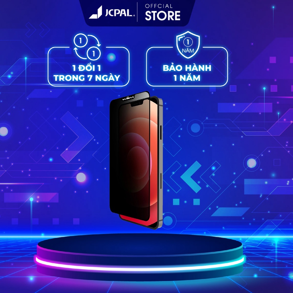 Kính cường lực chống nhìn trộm JCPAL premium privacy iP 12| 12 Pro| 12 Pro Max chống bám vân tay