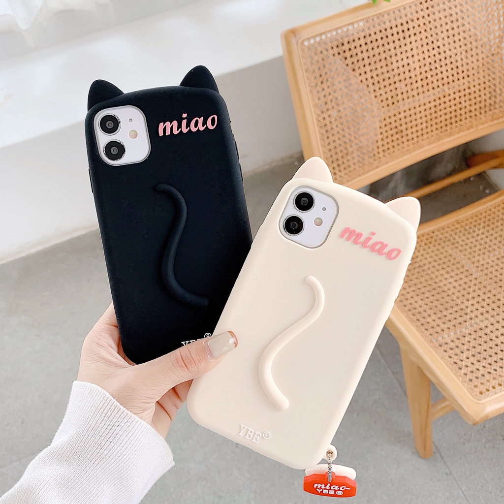 Ốp Điện Thoại Silicon tpu Mềm Hình Mèo 3D Sáng Tạo Cho iPhone 11 12 13 14 Pro Max XS Max X XR 7 8 Plus