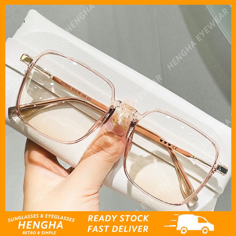 Mắt Kính Gọng Vuông Màu Kẹo Trong Suốt Chống Bức Xạ Thời Trang Hàn Quốc