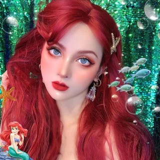 Tóc giả cosplay nàng tiên cá màu đỏ sành điệu cho nam và nữ