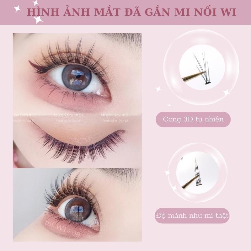 Lông Mi Giả, Mi nối, Lông Mi Tách Sợi , Mi Chùm W08 Kiểu Dáng Chữ A Phong Cách Chữ V, Tự Nhiên Tự Nối Tại Nhà 3 Dòng