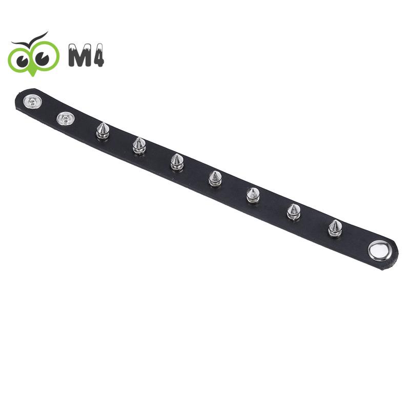 Vòng Tay Giả Da Màu Đen Trang Trí Đinh Tán 48h Cho Nam & Nữ