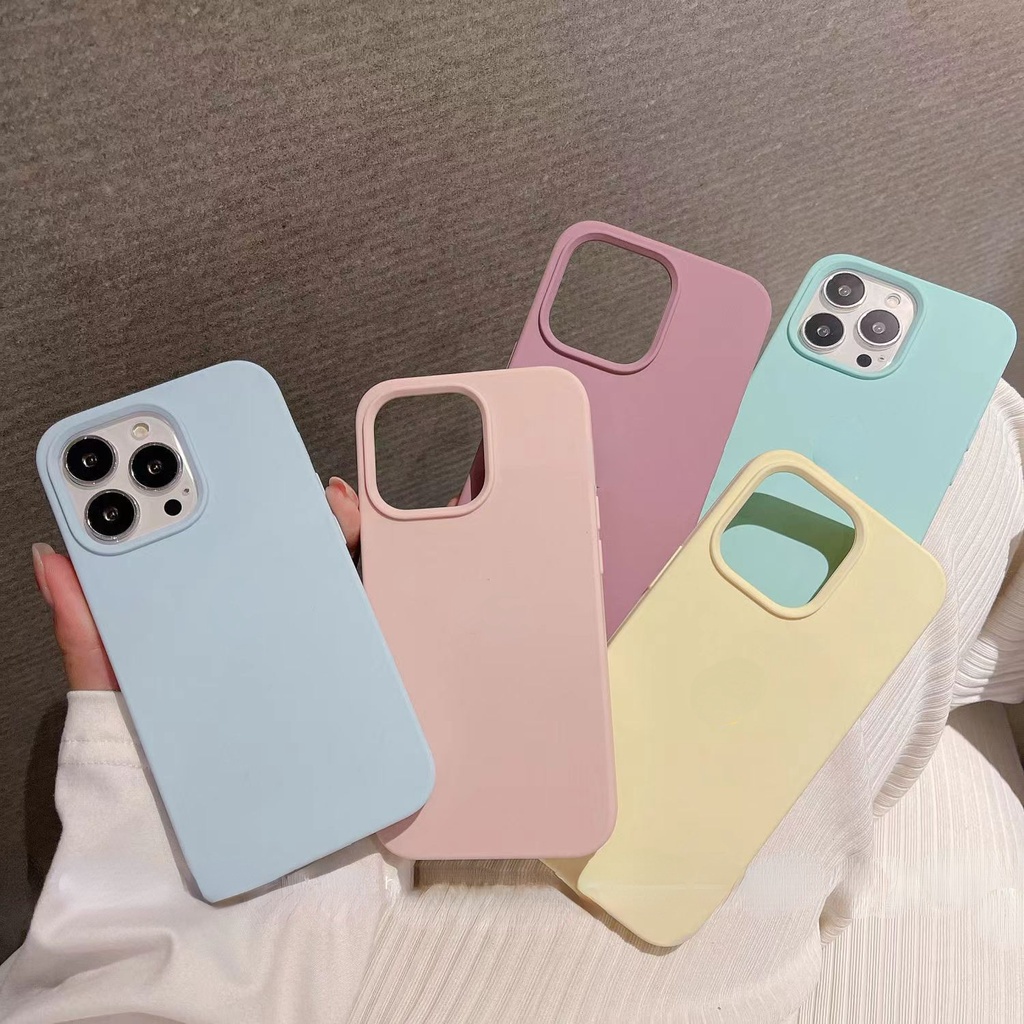 Ốp Điện Thoại Silicon Màu Trơn Thời Trang Cho IPhone 14 Pro MAX 12 13 Pro MAX