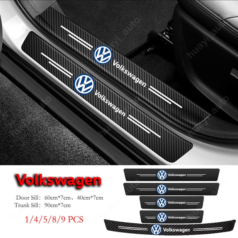 Miếng Dán Cửa Xe Hơi Volkswagen Bằng Da Sợi Carbon Chống Trầy Cho VW Polo Fox Gol Up Golf Beetle Santana Sagitar Tiguan Passat Touran Jetta