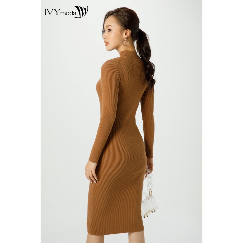 Đầm len ôm cổ cut-out nữ IVY moda MS 42B8849