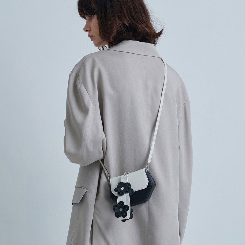 MISCHA Túi Xách Đeo Vai Chất Liệu Da PU Họa Tiết Hoa Dễ Thương Thời Trang Cho Nữ