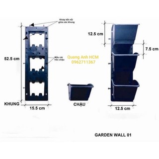 Khung, chậu trồng cây trên tường, module vườn tường đứng QA01