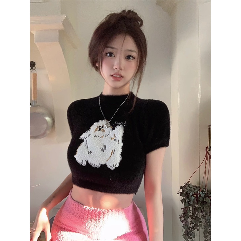 Áo sweater Mềm Mại Tay Ngắn Lưng Cao Nhiều Màu Dễ Phối Đồ Cho Cún Cưng