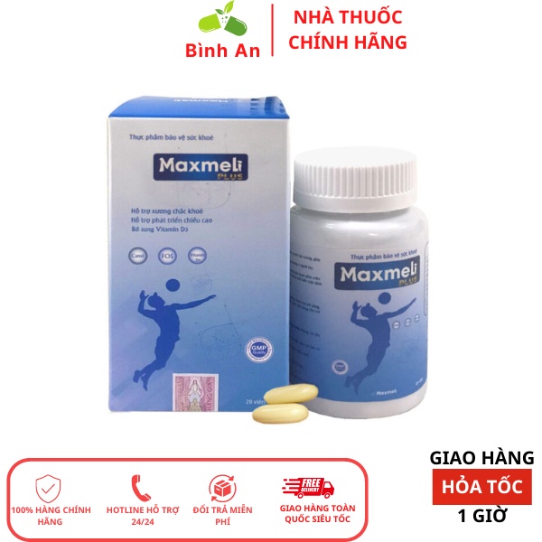 Tăng chiều cao Maxmeli Plus - Hỗ trợ bổ sung Canxi, Vitamin D3 giúp hỗ trợ phát triển chiều cao