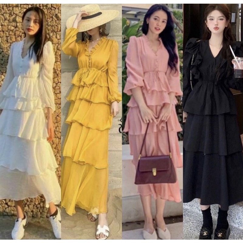 ĐẦM MAXI TẦNG CỔ V