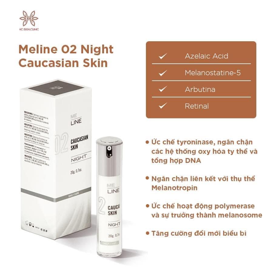 Meline 02 ,Innoaesthetics,Caucasian Skin Night  ,serum giảm nám sạm tàn nhang làm đều màu da 20g