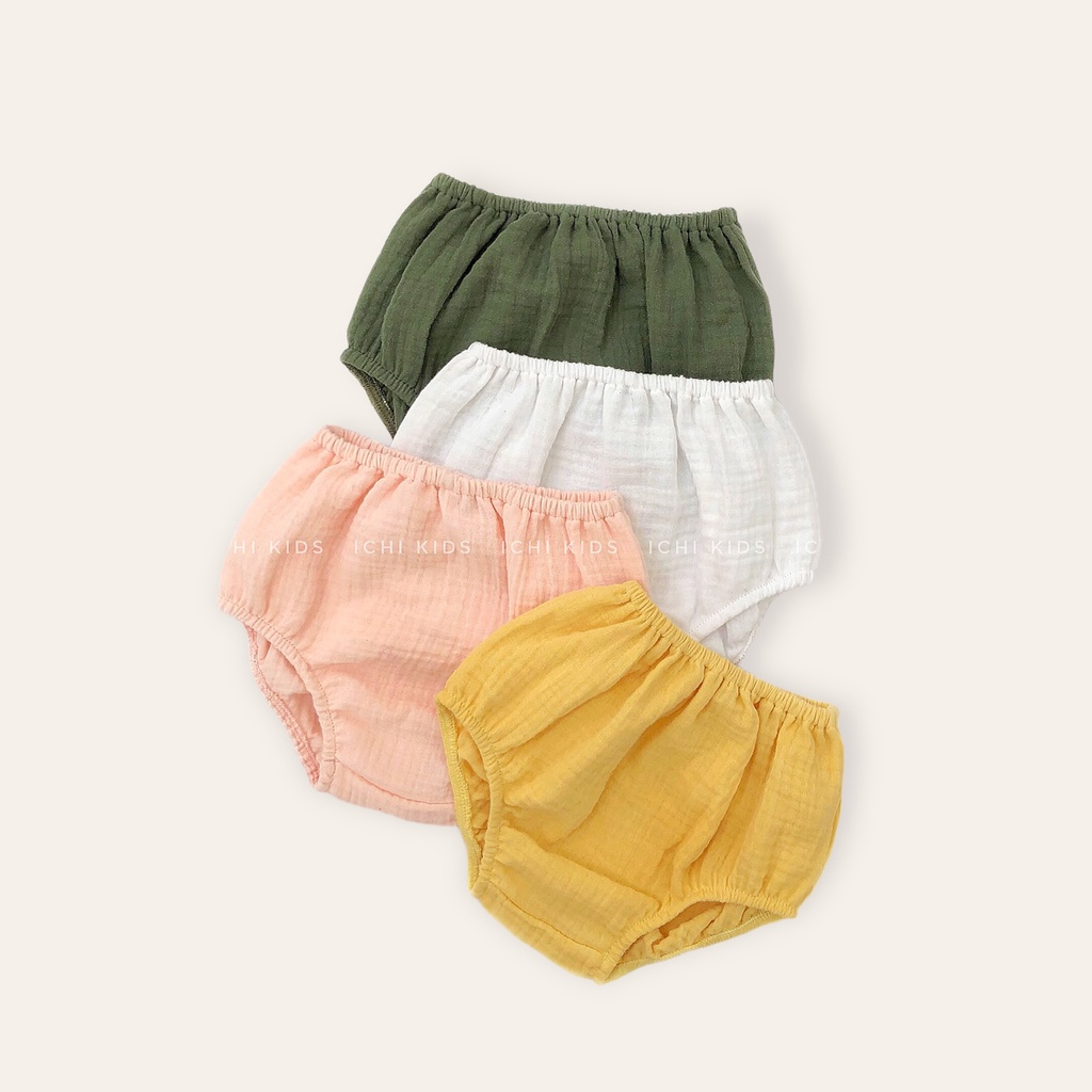Quần bí vải xô muslin cho bé sơ sinh, bé gái-Ichikids