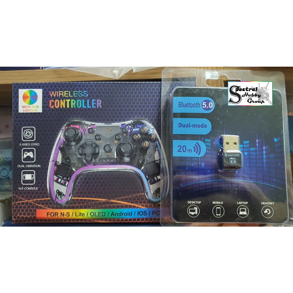 Tay cầm chơi game không dây Neon RGB Wireless Controller cho Switch NS Android IOS PC