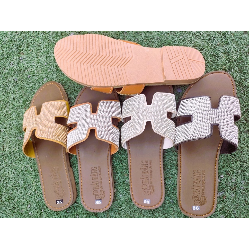 Dép nữ bản ngang chữ H đính đá siêu đẹp, siêu bền và siêu dễ thương dành cho phái nữ mẫu mới 2023