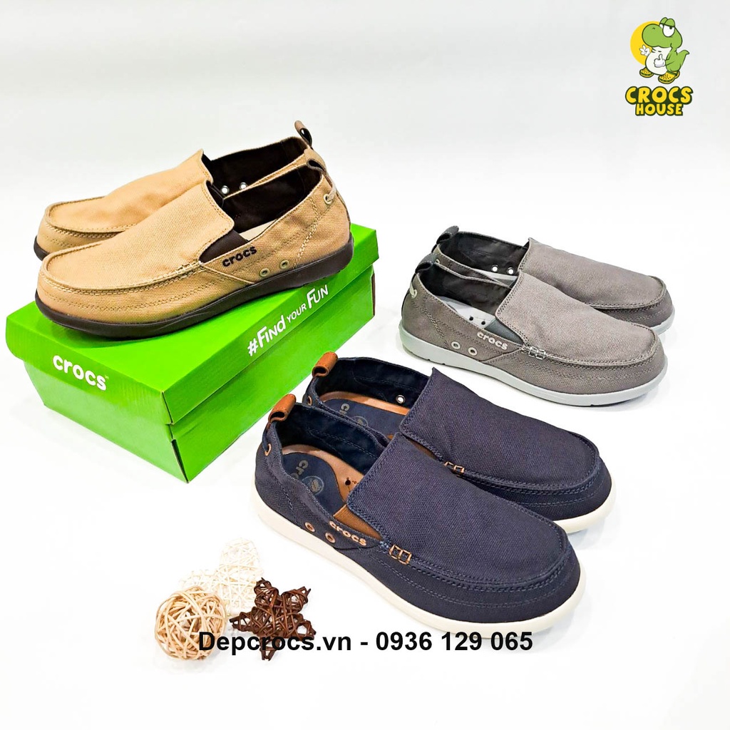 Giày crocs walu nam chính hãng, giày lười crocs canvas men đi bộ êm chân, miếng lót tháo rời made in Vietnam Crocshouse
