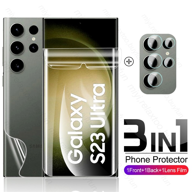 Kính Cường Lực 3 Trong 1 Bảo Vệ Mặt Trước Và Sau Cho Samsung Galaxy S23 Ultra 5G S 23 S23Ultra Plus