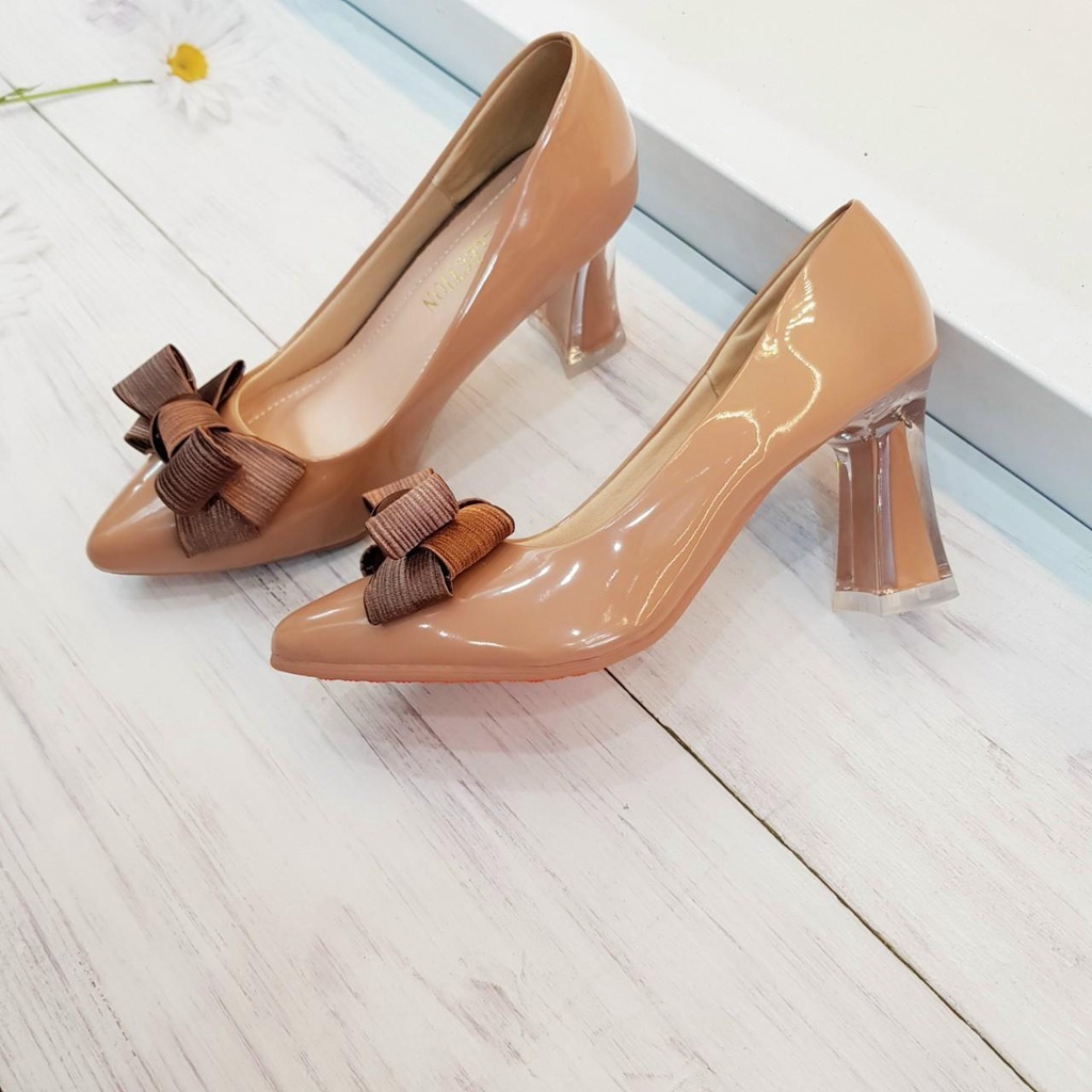 Giày cao gót nữ giày cao gót 7p nơ phồng G004