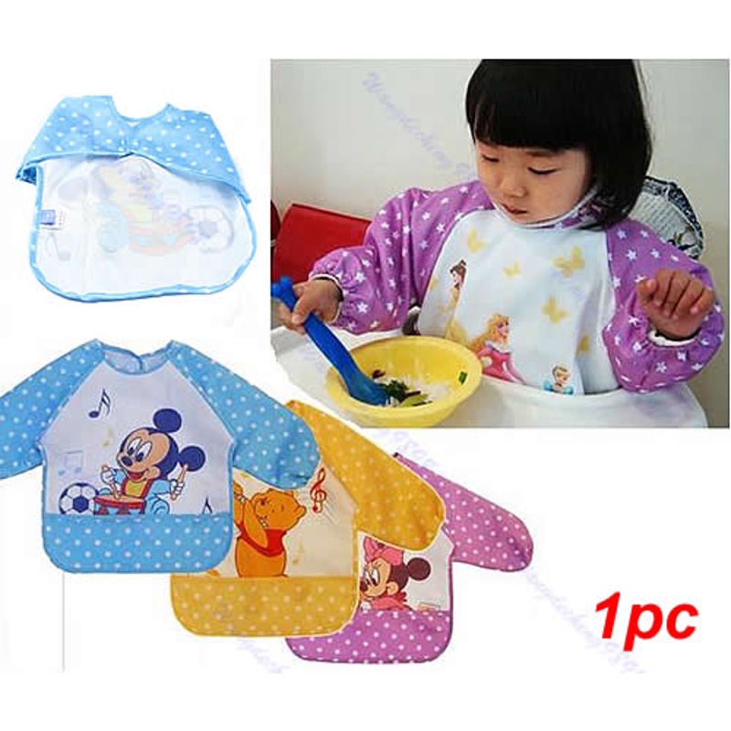 1 Tạp Dề Tay Dài Chống Nước In Hình Dễ Thương Dành Cho Trẻ Em