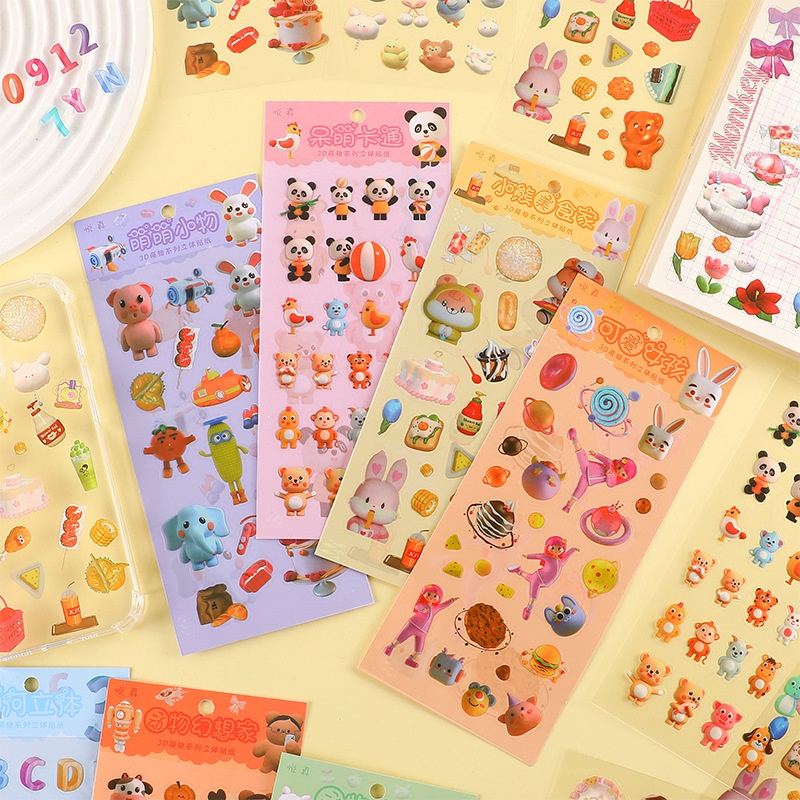 1 Tấm Hình Dán 3D Hoạt Hình Kawaii