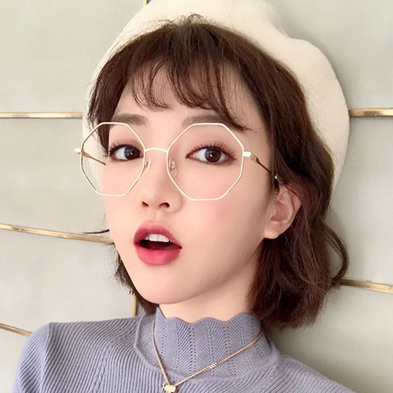Youyo Mắt Kính Gọng Hình Học Cận Thị Tròng Trong Suốt Thời Trang