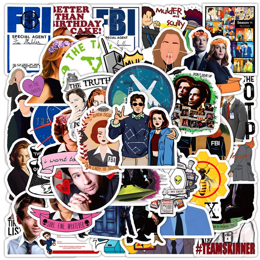 ❉ Miếng Dán Trang Trí Hình Chữ X-Files Độc Đáo ❉ Bộ 50 Sticker Chống Thấm Nước Họa Tiết Doodle Hợp Thời Trang