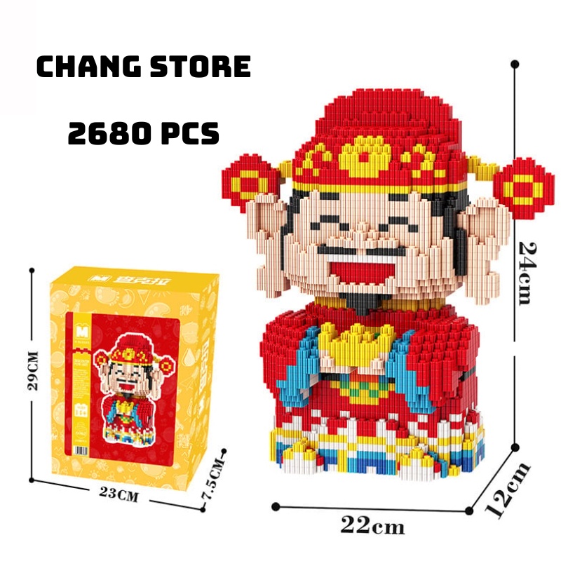 Lego Mô Hình Lắp Ráp Thần Tài Cao Cấp Hút Lộc May Mắn Trang Trí Trưng Bày Cực Đẹp có kèm búa