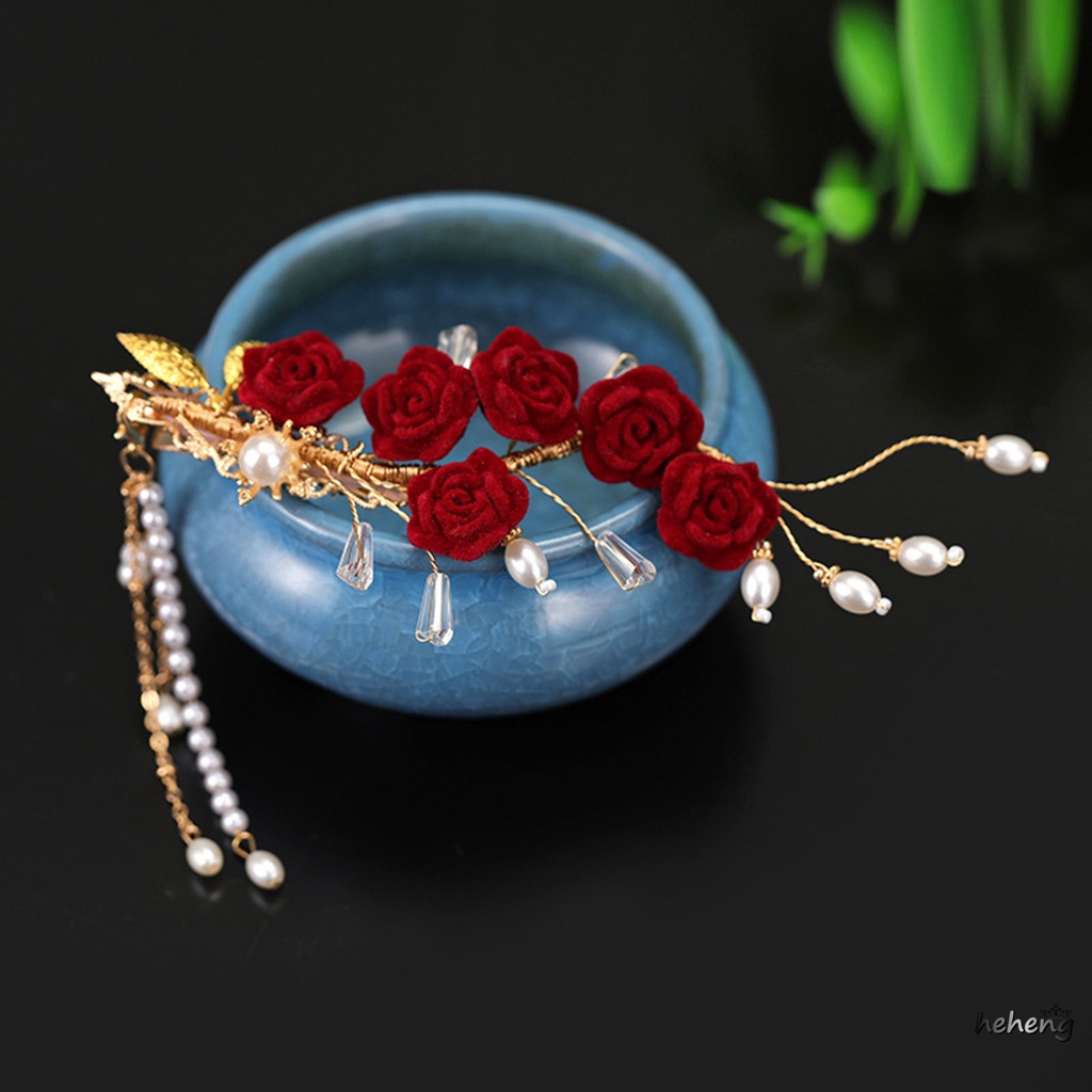 Kẹp Tóc Hình Hoa Màu Đỏ Dùng Hóa Trang Tiệc Tùng