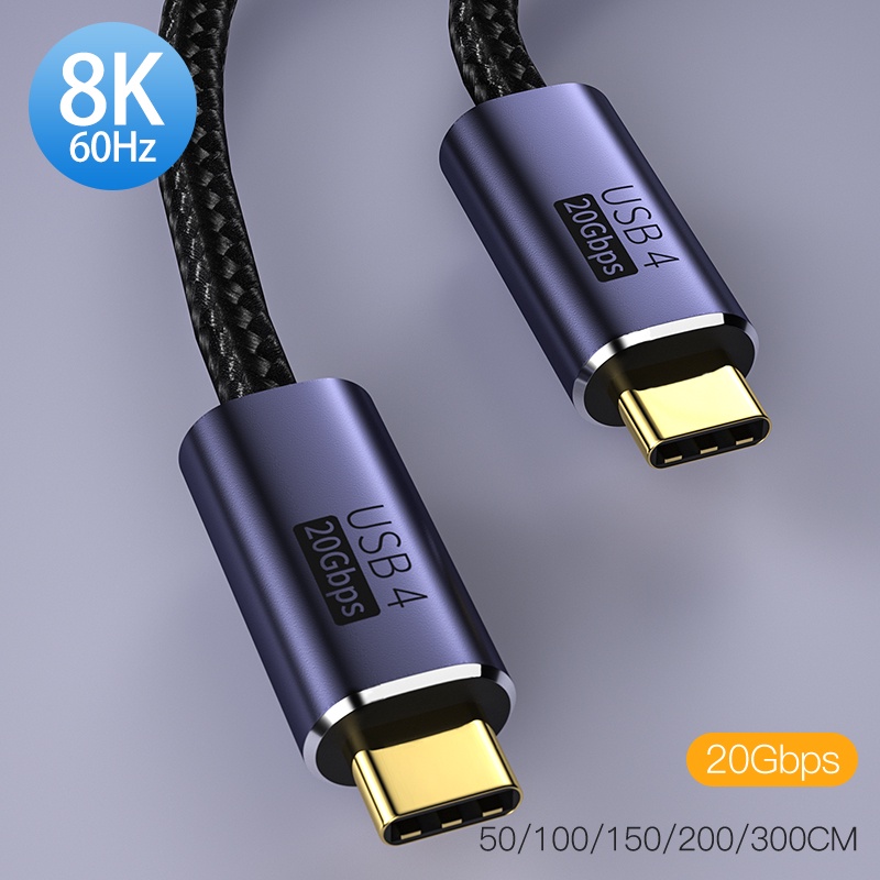 Dây Cáp Sạc Nhanh Usb Loại C 4 Thunderbolt 3 Pd 100w 5a 8k @ 60hz 40gbps Cho Macbook Pro 2 / 3m