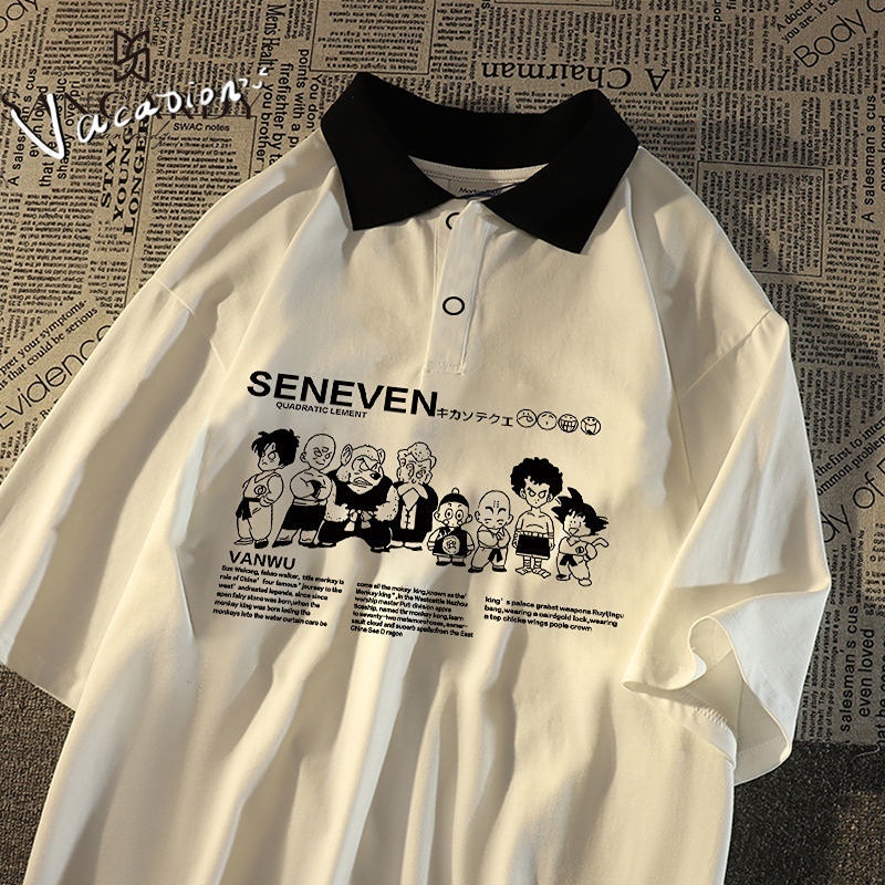 Áo polo Cotton Ngắn Tay In Họa Tiết Thời Trang Mùa Hè Cho Nam Và Nữ