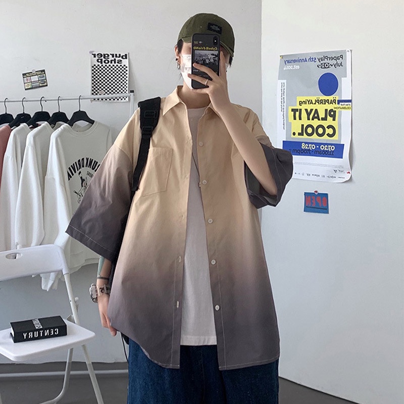 Áo sơ mi AOKANG tay ngắn phong cách Hong Kong thời trang cho nam