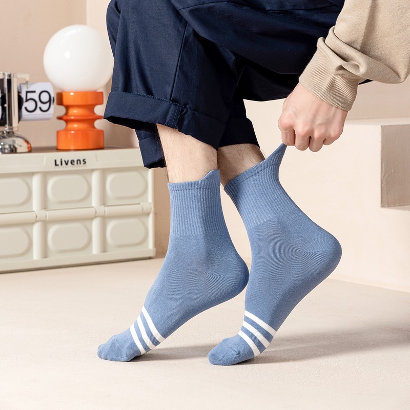 Hàng Mới Về Tất Cotton Ba Chiều Màu Trơn Phong Cách Hàn Quốc Thời Trang Cho Nam