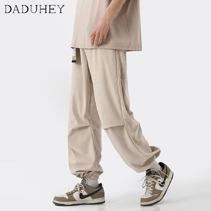DaDuHey Men's and Women's 2023 New Corduroy Straight Pants Fashion Elastic Drape Casual Pants