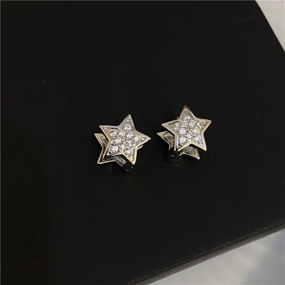 Khuyên Tai Ngôi Sao Năm Cánh Màu Trơn Thời Trang Hàn Quốc Ngọt Ngào WMES15H