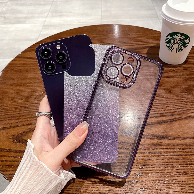 Ốp Điện Thoại Dẻo Đính Đá Lấp Lánh Sang Trọng Chống Sốc Cho iPhone 12 13 14 Pro max 14plus