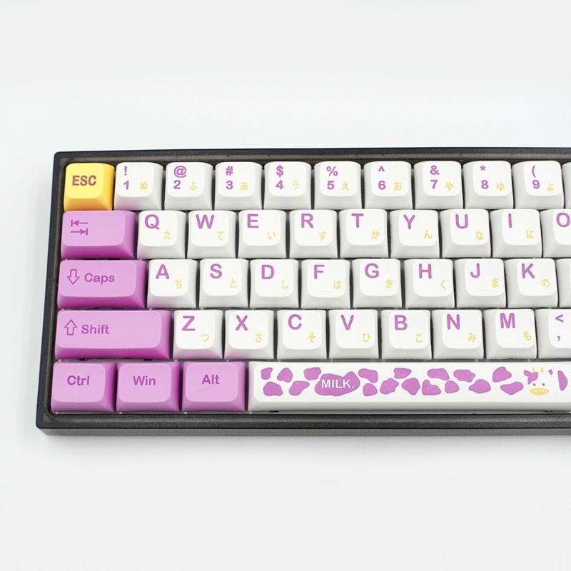 Bộ 131 Phím XDA PBT Hình Bò Bài Taro Màu Tím Dễ Thương Cho Bàn Phím Cơ